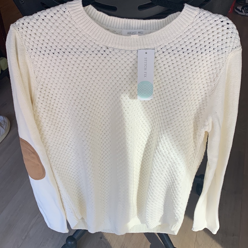 Josef elbow patch pullover- off white cream